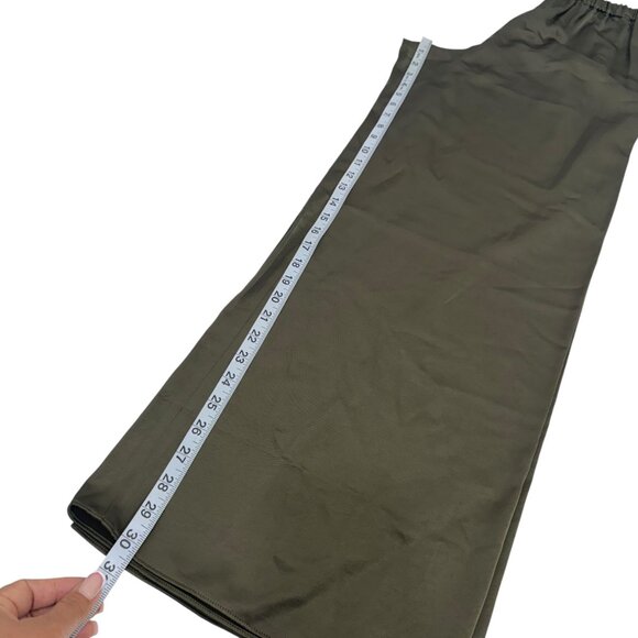 Jenni Kayne Dark Olive Silky Wide-Leg Elastic Waist Pants Women SZ Small Pull on - Picture 6 of 12